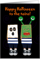 Happy Halloween To The Twins Paper Bags Masks card