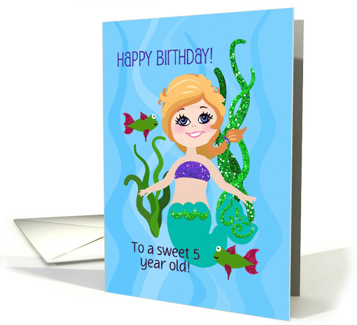 Happy Birthday! Blonde Haired Mermaid, Fish, Glitter Look... (1303278)