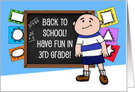 Back To School 3rd Grade Smiling Boy Chalkboard card