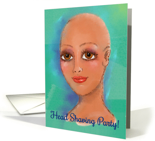 Cancer Head Shaving Party! Invitation, Beautiful Bald Woman card