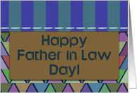 Happy Father in Law Day! Masculine, For Men, Blue Geometric, Stripes card