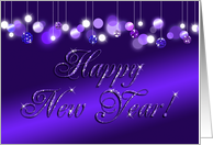 Happy New Year! Glitter and Sparkles Look, Elegant Purple Dangles card
