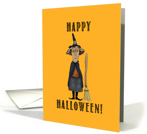 Primitive Witch with Broom, Happy Halloween! card (1399208)