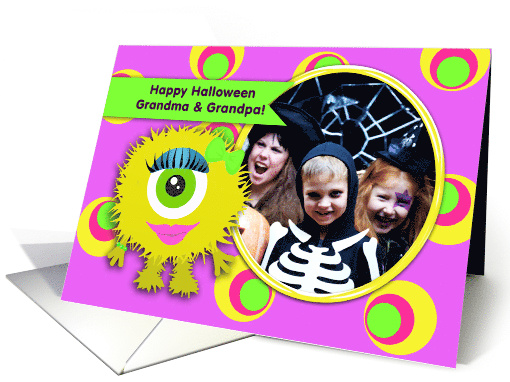 Happy Halloween Grandma & Grandpa! Cute Monster Photo card (1399478)