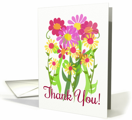 Thank you! Bunch of Pink and Yellow Flowers, Floral Bouquet card