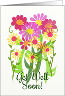 Get Well Soon! Bunch of Pink and Yellow Flowers, Floral Bouquet card