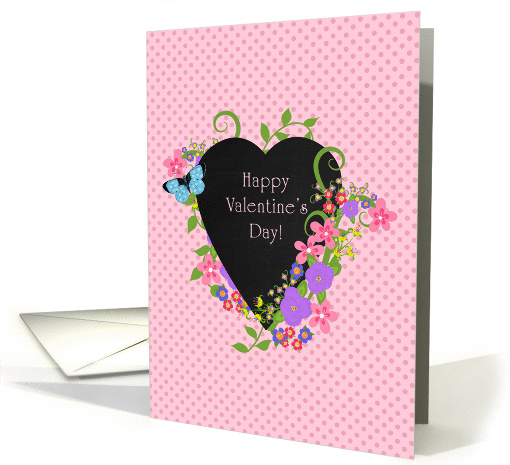 Happy Valentine's Day! Floral Border on Faux Black... (1413910)