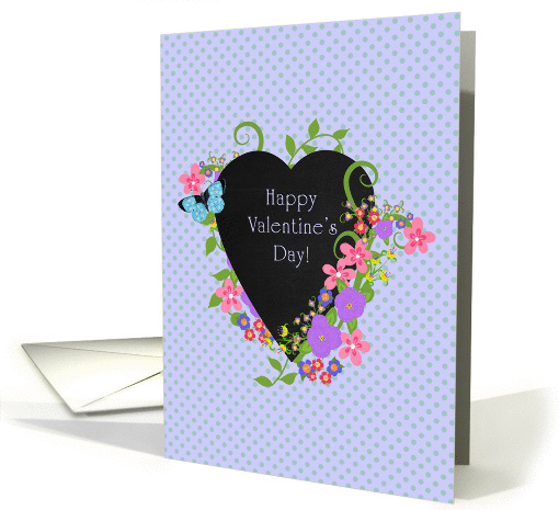 Happy Valentine's Day! Floral Border on Faux Black... (1413912)