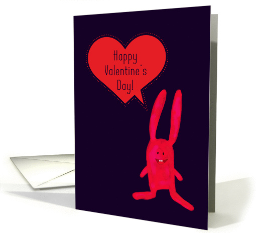 Happy Valentine's Day! Whimsical Bunny, Red Heart Speech Bubble card