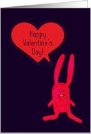 Happy Valentine’s Day! Whimsical Bunny, Red Heart Speech Bubble card