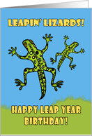 Leapin’ Lizards! Happy Leap Year Birthday! Leaping Lizards card