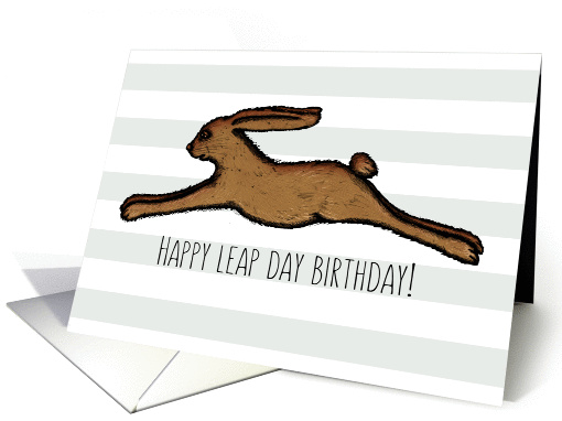 Happy Leap Day Birthday! Leaping Rabbit, Big Stripes card (1423876)