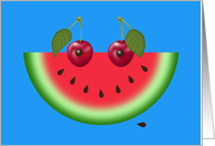 Encouragement Card, Watermelon Smile, Cherry Eyes, Smiling Fruit Face card