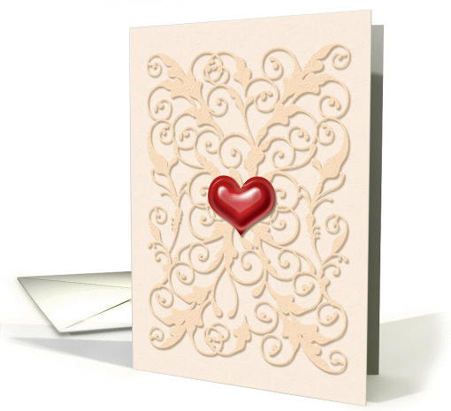 I Love You! Romantic Swirls Cut-Out Paper Look, Glossy Heart Look card