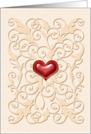 I Love You! Romantic Swirls Cut-Out Paper Look, Glossy Heart Look card