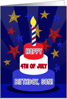 Happy 4th of July Birthday Son! Holiday Birthday, Red, White & Blue card