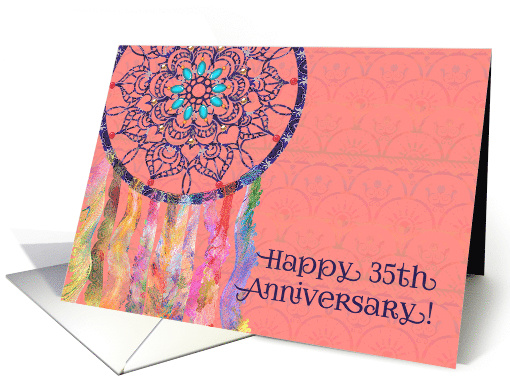 Happy 35th Anniversary, Watercolor Lace Dream Catcher on... (1475644)