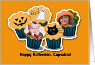 Happy Halloween Cupcakes Two Photos Card You Customize card