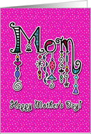 Happy Mother’s Day! Pink Bohemian Art Dangling Beads and Dots card