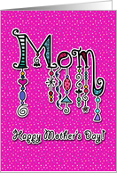 Mom Happy Mother’s Day! Bright Pink Dots and Decorative Beads card