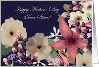 Sister Happy Mother’s Day! Mixed Floral Border on Navy Blue card