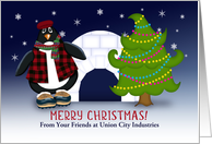 Merry Christmas! Penguin, Igloo and Tree Customize For Any Name card