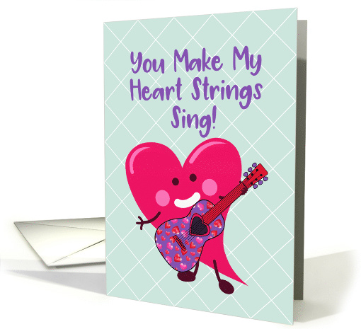 Valentine's Day Heart Character Playing Guitar card (1554796)