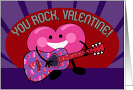 You Rock, Valentine! Whimsical Heart Character Playing Guitar card