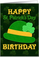 Happy St. Patrick’s Day Birthday Faux Felt Hat card