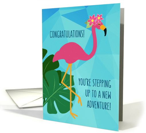 Congratulations! Stepping Up to Middle School Girls Pink Flamingo card