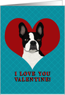 Boston Terrier Dog, I Love You Valentine, Faux Felt Dog card