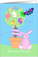 Happy Easter for Little Girl, Pink Bunny, Easter Topiary card