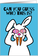 Funny Bunny in Disguise Humorous Easter, Can You Guess Who This Is? card
