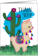 Llama and Cactus Thank You! card