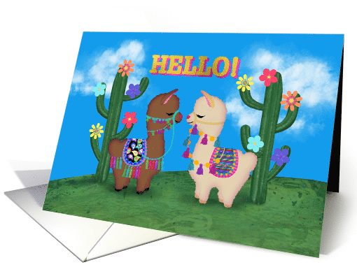 Hello! Two Cute Llamas Thinking of You Any Occasion card (1602920)