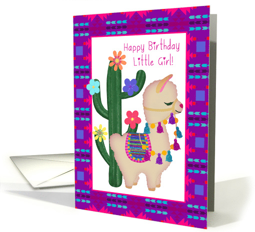 Happy Birthday Little Girl! Little Llama and Cactus card (1603858)
