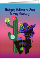 Happy Father’s Day to My Daddy Cute Llama with Hat and Cactus card