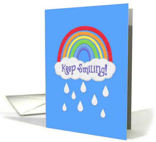 Keep Smiling! Faux Felt Rainbow Cloud and Raindrops card (1620994)