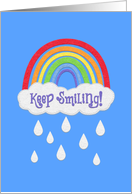 Keep Smiling! Faux Felt Rainbow Cloud and Raindrops card