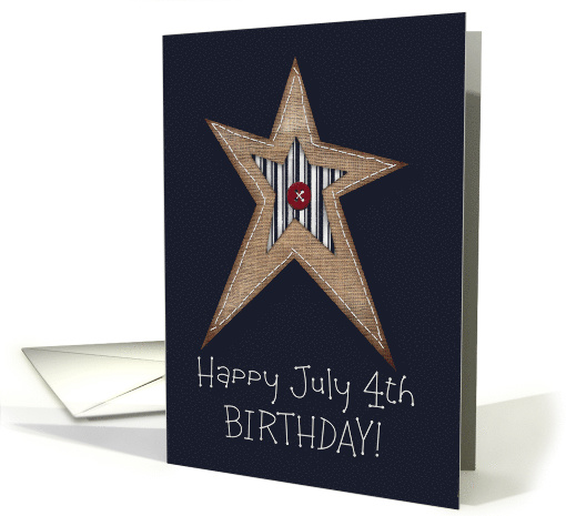 Happy July 4th Birthday! Prim Style Star with Stitching... (1623320)