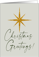Faux Gold Glitter Star Christmas Greetings card