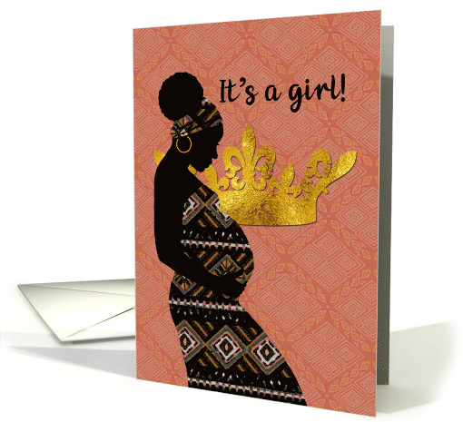 Baby Girl Announcement African Little Queen Crown card (1670708)