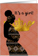 Baby Girl Announcement African Head Wrap Mother Mud Cloth Pattern card