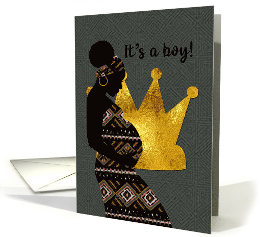 Baby Boy Announcement African Little King Crown card (1670710)