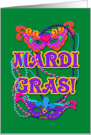 Mardi Gras Masquerade Masks and Beads Faux Felt Elements card
