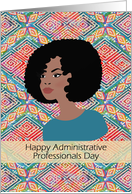 Happy Administrative Professionals Day Ethnic Woman Mud Cloth Pattern card