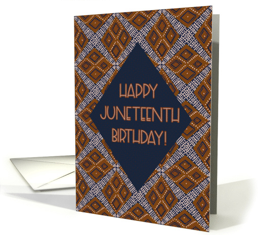 Happy Juneteenth Birthday June 19th Mud Cloth Style Pattern card