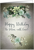 Happy Birthday Mom Watercolor Painting Succulents Floral Swag card