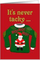 Vintage Style Tacky Christmas Sweater Santa Ho Ho Ho Felt Look card