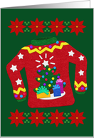 Vintage Style Tacky Christmas Sweater Happy Holidays Felt Look card